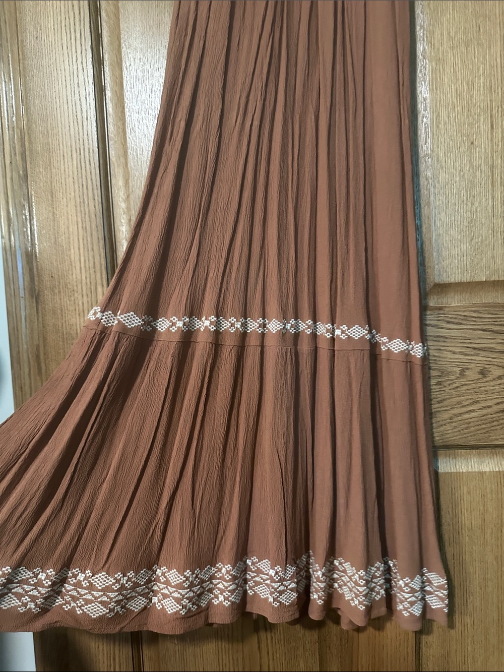Pink Blush Rust Embroidered Accent Maternity Maxi Dress - Picture 4 of 6
